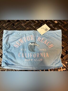 Forever 21 Light Blue Graphic Tube Top